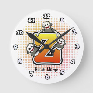 Monogramm Z Sock Monkey Uhr
