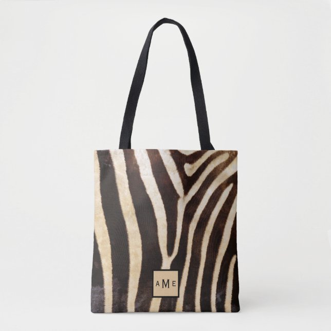 Monogramm Zebra-Drucktasche mit niedriger Platzier (Vorderseite)