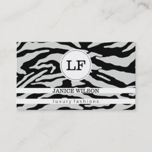 Monogramm   Zebra Print Visitenkarte