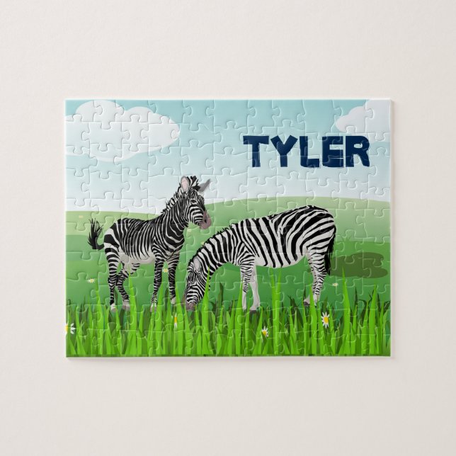 Monogramm Zebra Tier-Puzzle für Kinder Puzzle (Horizontal)
