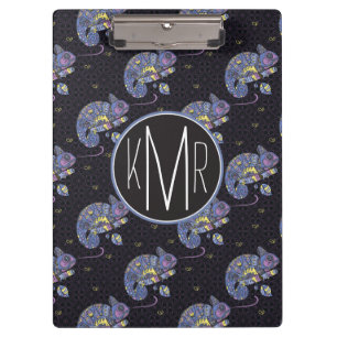 Monogramm Zentangle Eidechsen- Klemmbrett