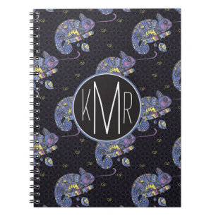 Monogramm Zentangle Eidechsen-  Notizblock