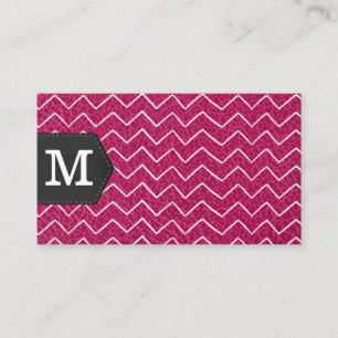 Monogramm Zick-Zack-Muster Leder Visitenkarte