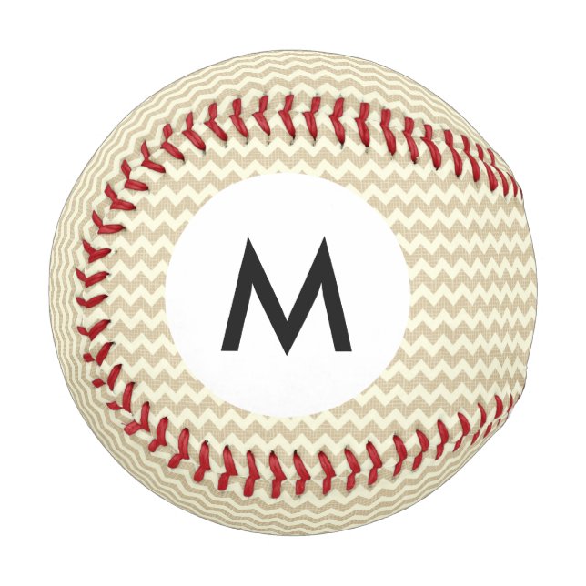 Monogramm Zickzack Muster Baseball (Vorderseite Links)