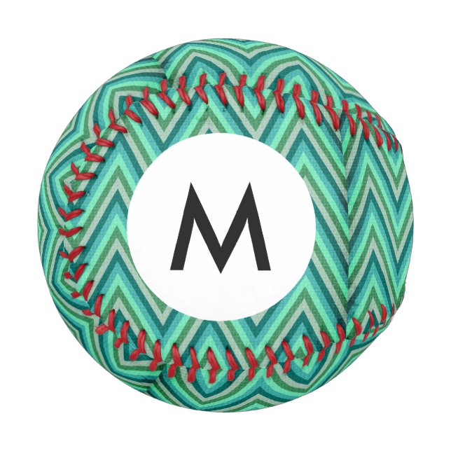 Monogramm Zig Zag Streifen Hintergrund Baseball (Vorderseite Links)