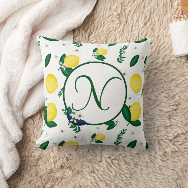 Monogramm Zitrone Kissen (Decke)