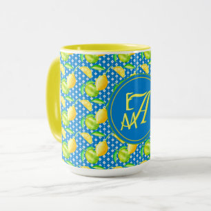 Monogramm-Zitronenbaum Azureblau Deko für Neuvermä Tasse