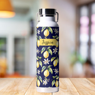 Monogramm-Zitrus-Limonen-Frucht-Botanik-Muster Trinkflasche