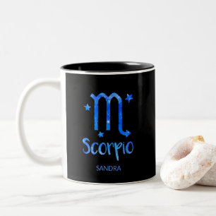 Monogramm, Zodiac-Zeichen, Scorpio, Blaugalaxie Zweifarbige Tasse