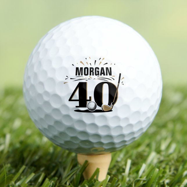 Monogramm zum 40. Geburtstag Golfball (Monogram 40th Birthday Golf Balls)