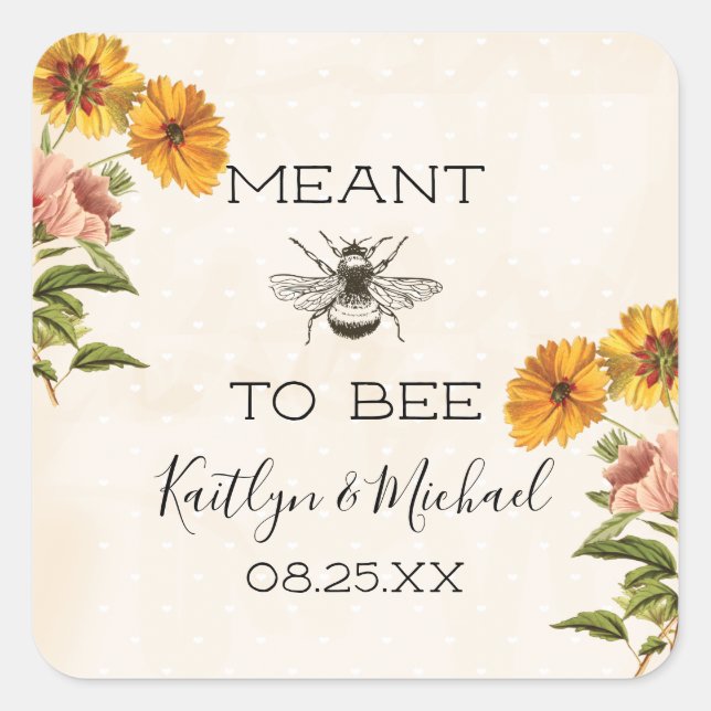 Monogramm zum Aufklebern von Hochzeitstiften Quadratischer Aufkleber (Vorderseite)