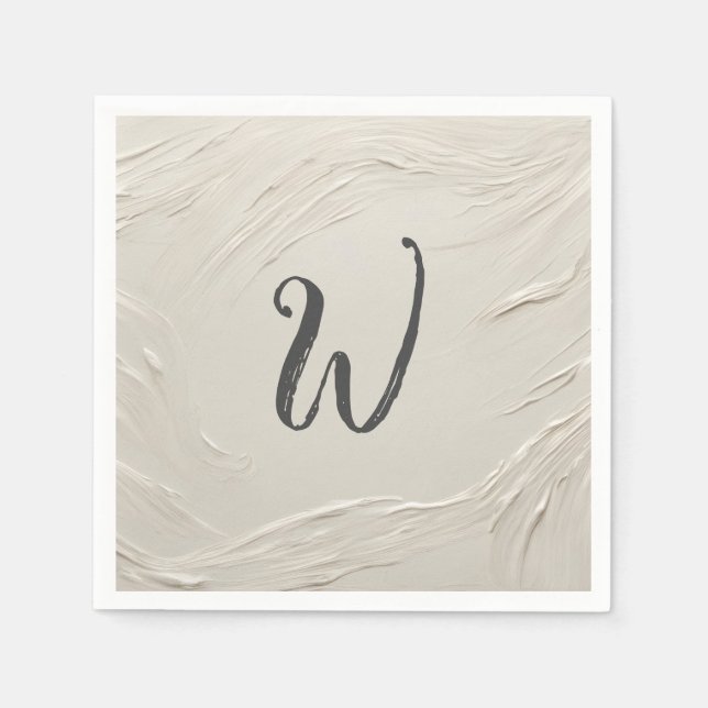 Monogramm zur Abstrakten Elfenbeinstruktur Serviette (Vorderseite)