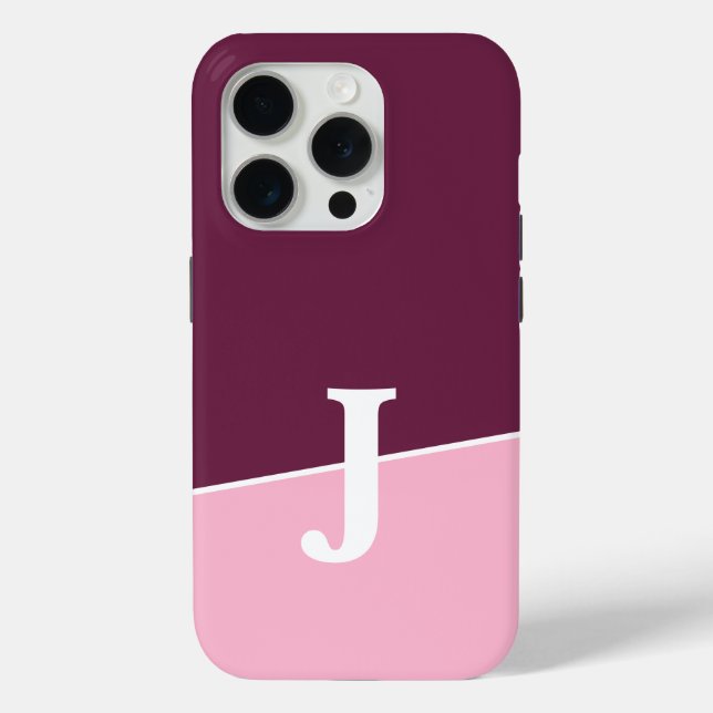 Monogramm Zwei Farben Berry & Blush Case-Mate iPhone Hülle (Rückseite)