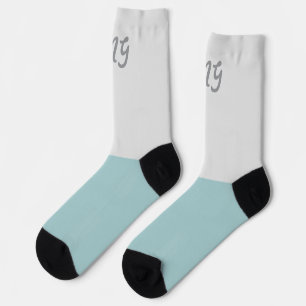 Monogramm, zwei Töne, Farbblock Blau Hintergrund Socken