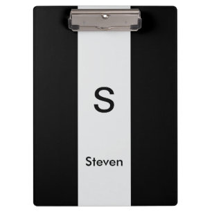 Monogramm Zweifarbig Modern Schwarz und Hellgrau Klemmbrett