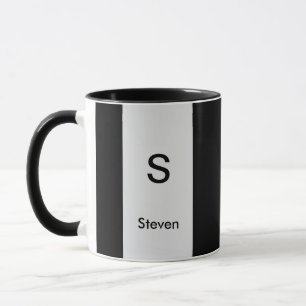 Monogramm Zweifarbig Modern Schwarz und Hellgrau Tasse