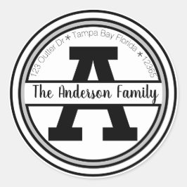 Monogrammadresse Runder Aufkleber