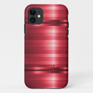 Monogrammatikalische Shiny Metallic Red Stripes Case-Mate iPhone Hülle
