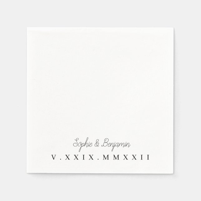 monogrammatisch | Roman Numeral Wedding Date Serviette (Vorderseite)
