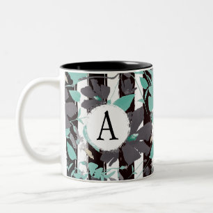 Monogrammatisches Aquamarines Muster Zweifarbige Tasse