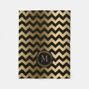 Monogrammatisches Gold und Black Zigzag Zickzack Fleecedecke