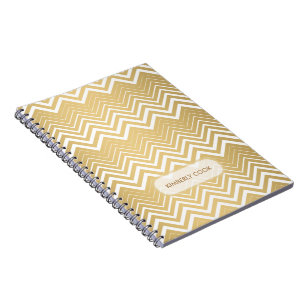 Monogrammatisches Gold und White Zigzag Zickzack Notizblock
