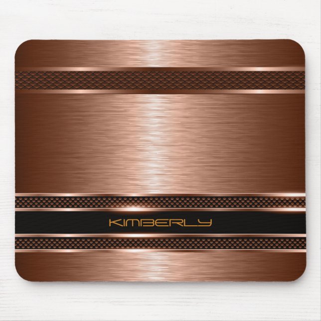 Monogrammatisches Kupfermetallic-bürstenes Alumini Mousepad (Vorne)