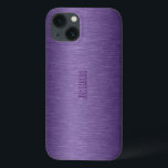 Monogrammatisches metallisches Lila gebürstetes Al iPhone 13 Hülle<br><div class="desc">Tief lila Töne metallisch gebürstetes Aluminium-Look. Erhältlich auf anderen Produkten und 8 verschiedenen Farben. Anpassbare und optionale Monogramm</div>