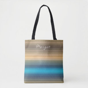 Monogrammblau, Marine und brauner Streifen