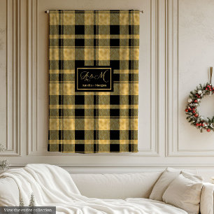 Monogrammdecke Elegantes Schwarz-Gold-Geschenk zum Fleecedecke