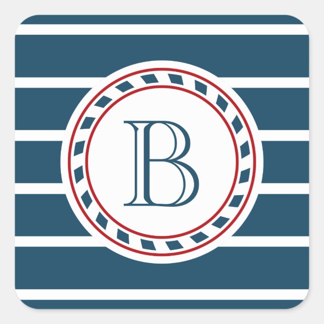 Monogrammdesign Quadratischer Aufkleber (Vorderseite)