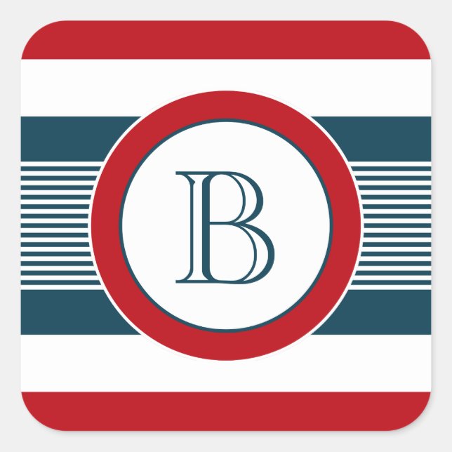 Monogrammdesign Quadratischer Aufkleber (Vorderseite)