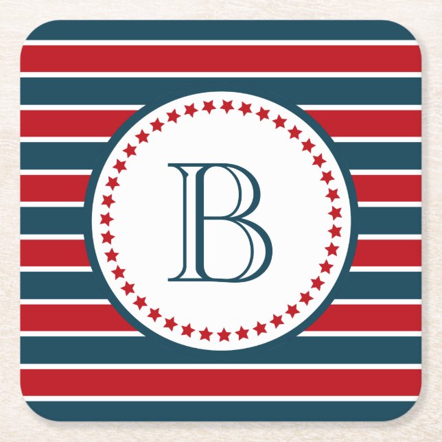 Monogrammdesign Rechteckiger Pappuntersetzer (Vorderseite)