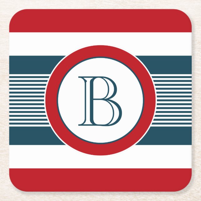 Monogrammdesign Rechteckiger Pappuntersetzer (Vorderseite)