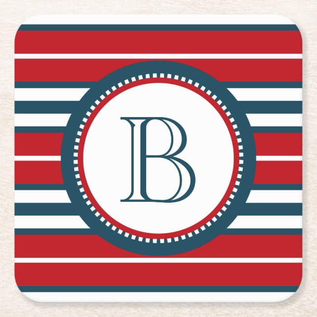 Monogrammdesign Rechteckiger Pappuntersetzer (Vorderseite)