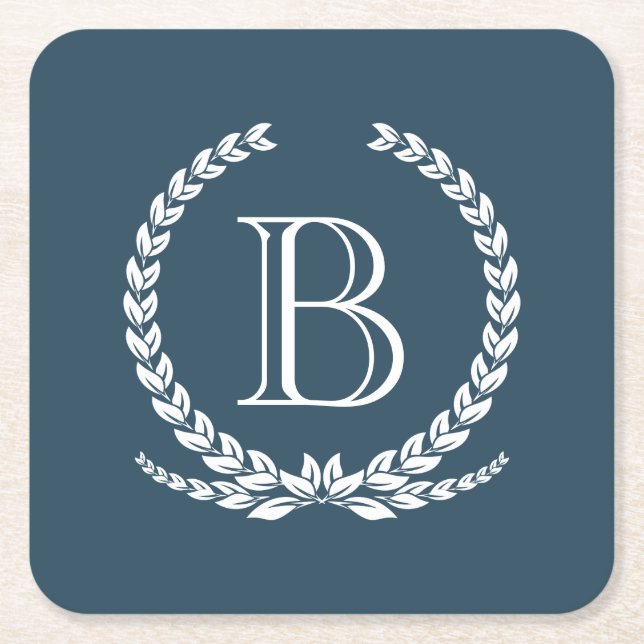 Monogrammdesign Rechteckiger Pappuntersetzer (Vorderseite)