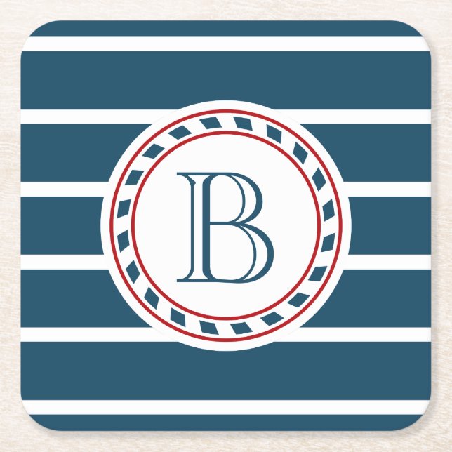 Monogrammdesign Rechteckiger Pappuntersetzer (Vorderseite)