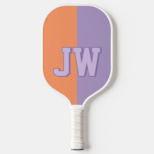 Monogramme Fügen Sie Ihren Namen Lila und orange h Pickleball Schläger