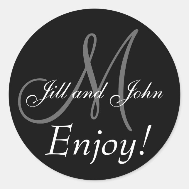 Monogramme für Gastgeschenk Hochzeiten Runder Aufkleber (Vorderseite)