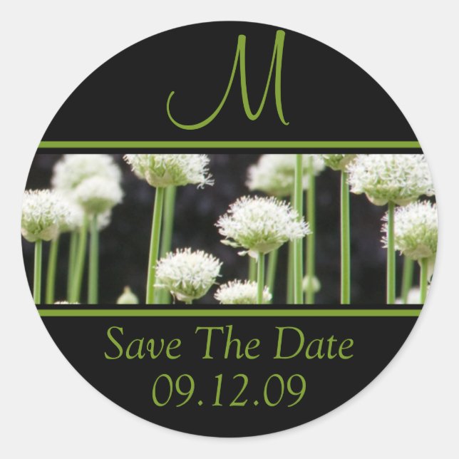 Monogramme für Hochzeiten Speichern Sie die Datums Runder Aufkleber (Vorderseite)