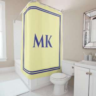 Monogramme Gelb Blauer Name Stilvolles Dekor Moder Duschvorhang