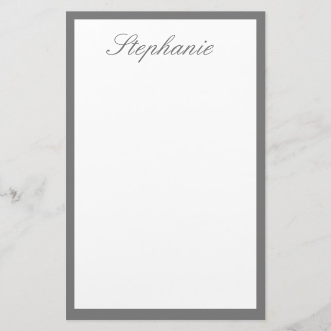 Monogramme Individuelle Name Grau Borderfarben Wei Briefpapier (Vorderseite)