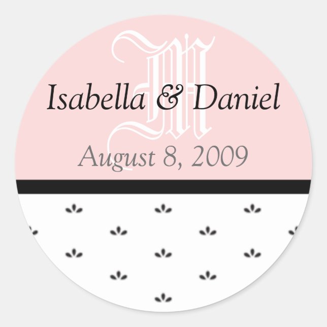 Monogramme mit Blumenklammern geben Siegel Runder Aufkleber (Vorderseite)