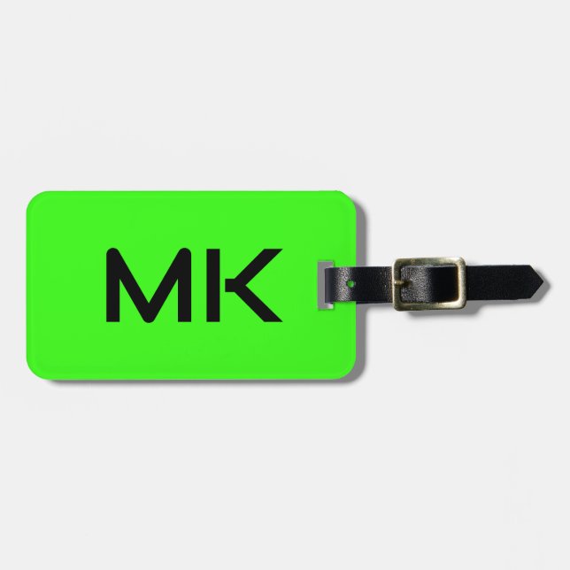 Monogramme Neon Green Initials Name Geschenke Vorl Gepäckanhänger (Vorderseite horizontal)