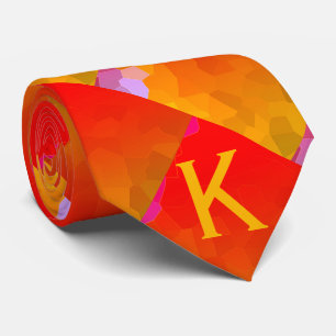 Monogramme Orange Pink Funky Geometrische Muster Krawatte