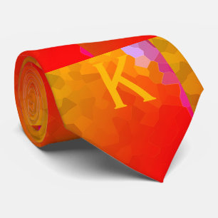 Monogramme Orange Pink Funky Patterns Moderne Tren Krawatte