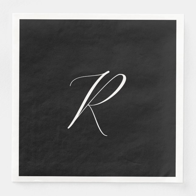 Monogramme Retro-Buchstabe Schwarz Weiß Anfangsbuc Serviette (Vorderseite)