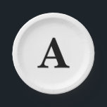 Monogramme Schwarz-weiß Einfache Niedliche Hochzei Pappteller<br><div class="desc">Entworfen mit Textvorlage für mit Monogramm Initialisierung, die Sie anpassen können!</div>