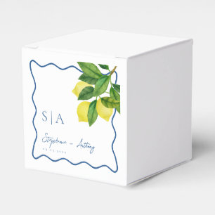 Monogramme Zitronenfrüchte, Hochzeitssonne an der Geschenkschachtel