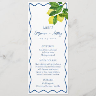 Monogramme Zitronenfrüchte, Hochzeitssonne an der  Menükarte